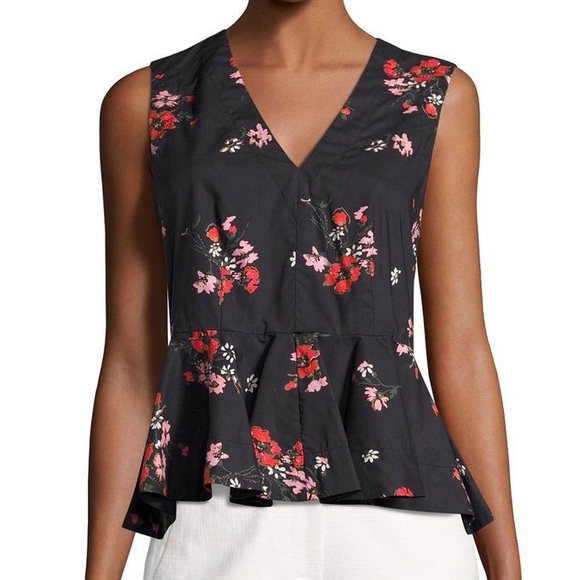 Rebecca Taylor Tops - Rebecca Taylor Black Floral Sleeveless Blouse